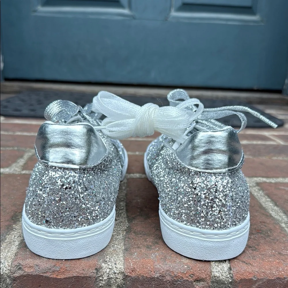 New Sparkling Silver Glitter Sneakers - Picture 6 of 8